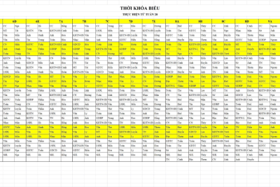 THỜI KHOÁ BIỂU THỰC HIỆN TỪ TUẦN 28